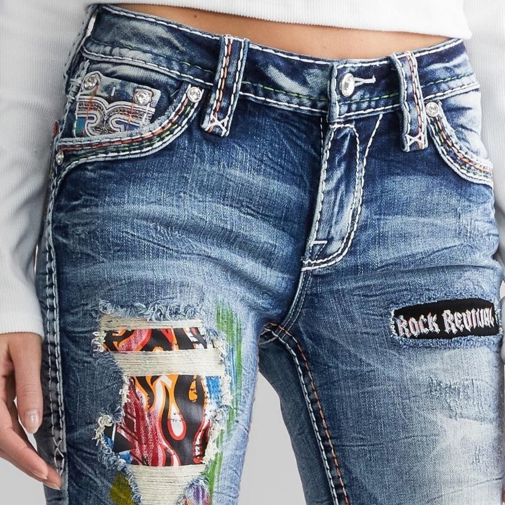 🤘NeW🥰 ROCK REVIVAL HARLOW LIMITED EDITION EMBROIDERED SKINNY JEANS 29 - Picture 3 of 16